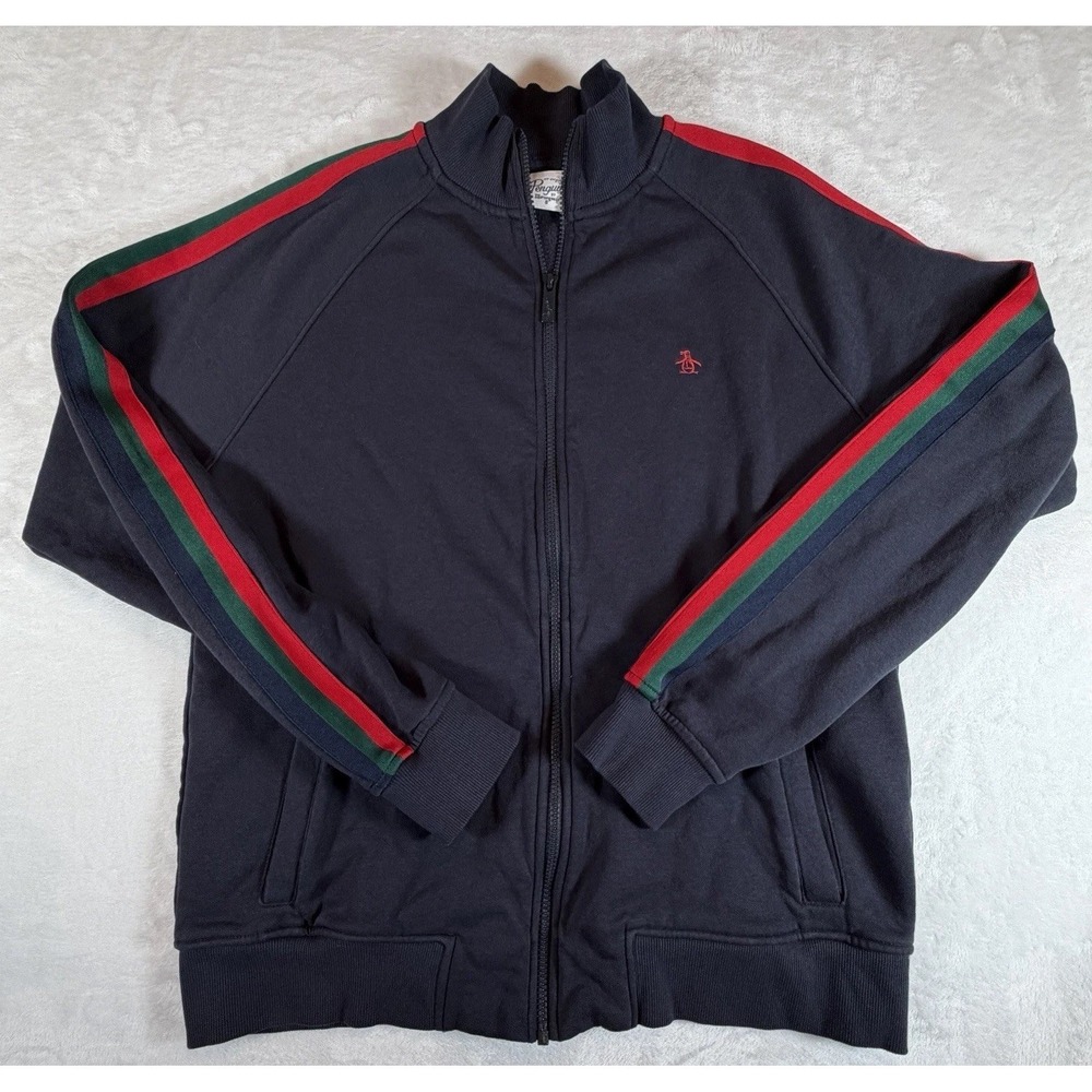 Original Penguin By Munsingwear Jacket Men's Sz M Black Full Zip Sweatshirt